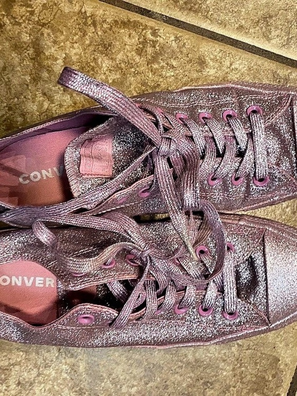 Converse Chuck Taylor All Star Ox Pink Sparkle Glitter Sneakers Pink US 11
